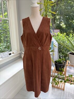 ANTONIO MELANI Faux-Suede V-Neck Sheath Dress